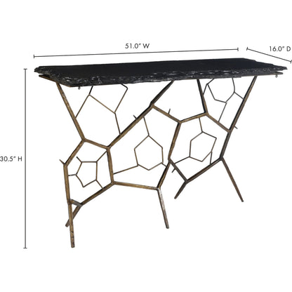 Nate Slate Console Table by Moe's Home Collection. Made from slate stone, iron base in a modern style.