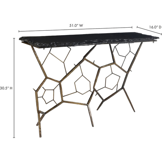 Nate Slate Console Table by Moe's Home Collection. Made from slate stone, iron base in a unique style.