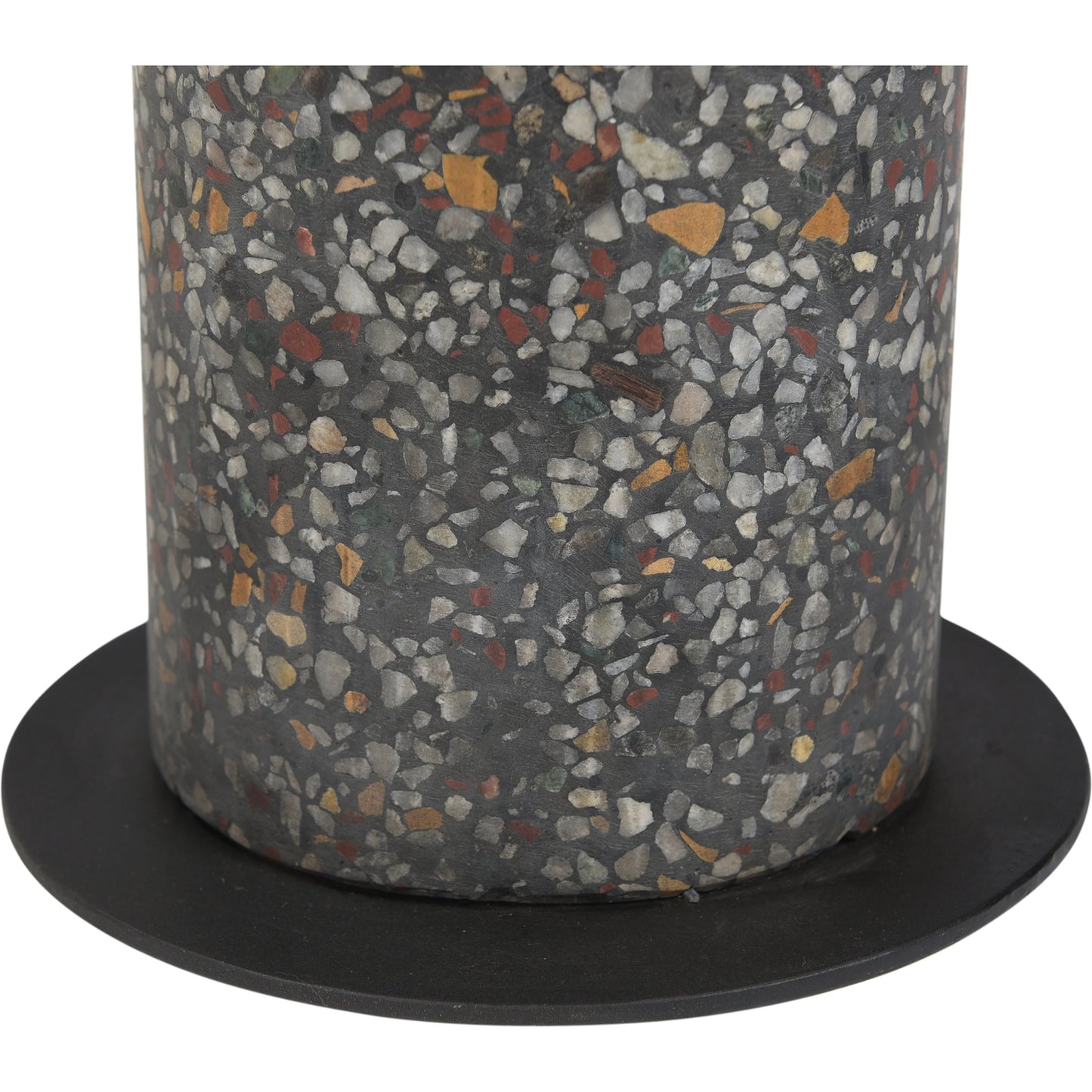 006 SI-2121959 | Closeup | Lillith Accent Table by Moe's Home Collection. Made from black terrazzo base, black iron top in a modern style.