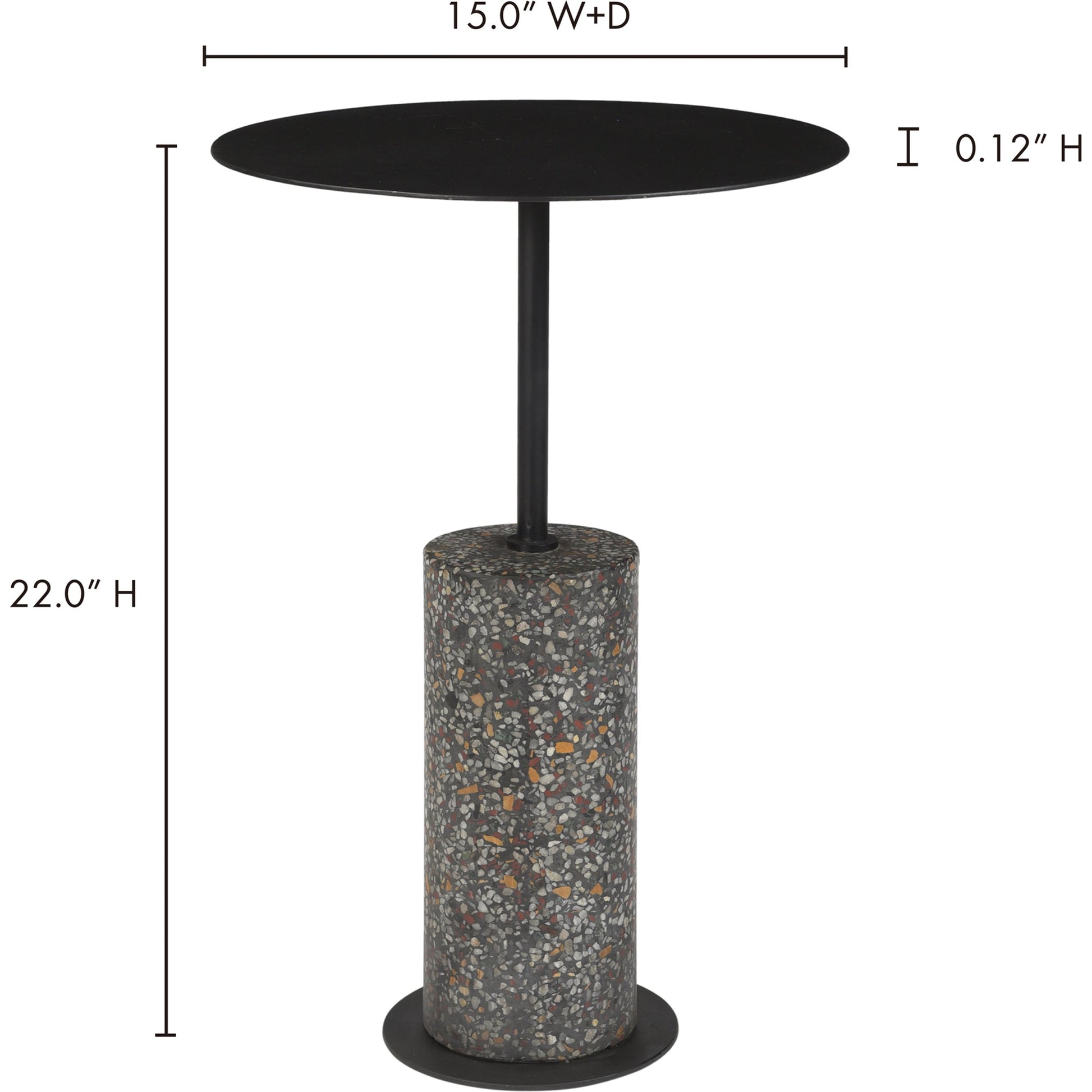 Lillith Accent Table by Moe's Home Collection. Made from black terrazzo base, black iron top in a modern style.