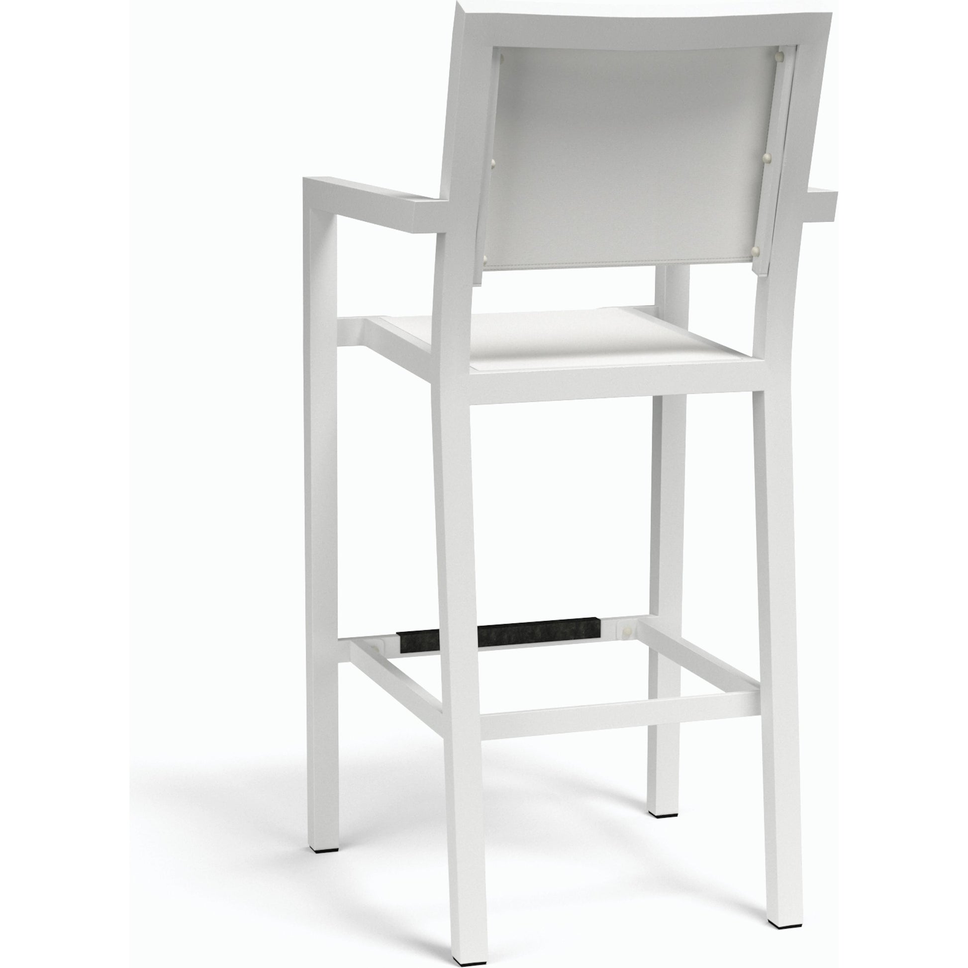 Naples Outdoor Sling Barstool by Sunset West in white. Made from aluminum in a modern style.
