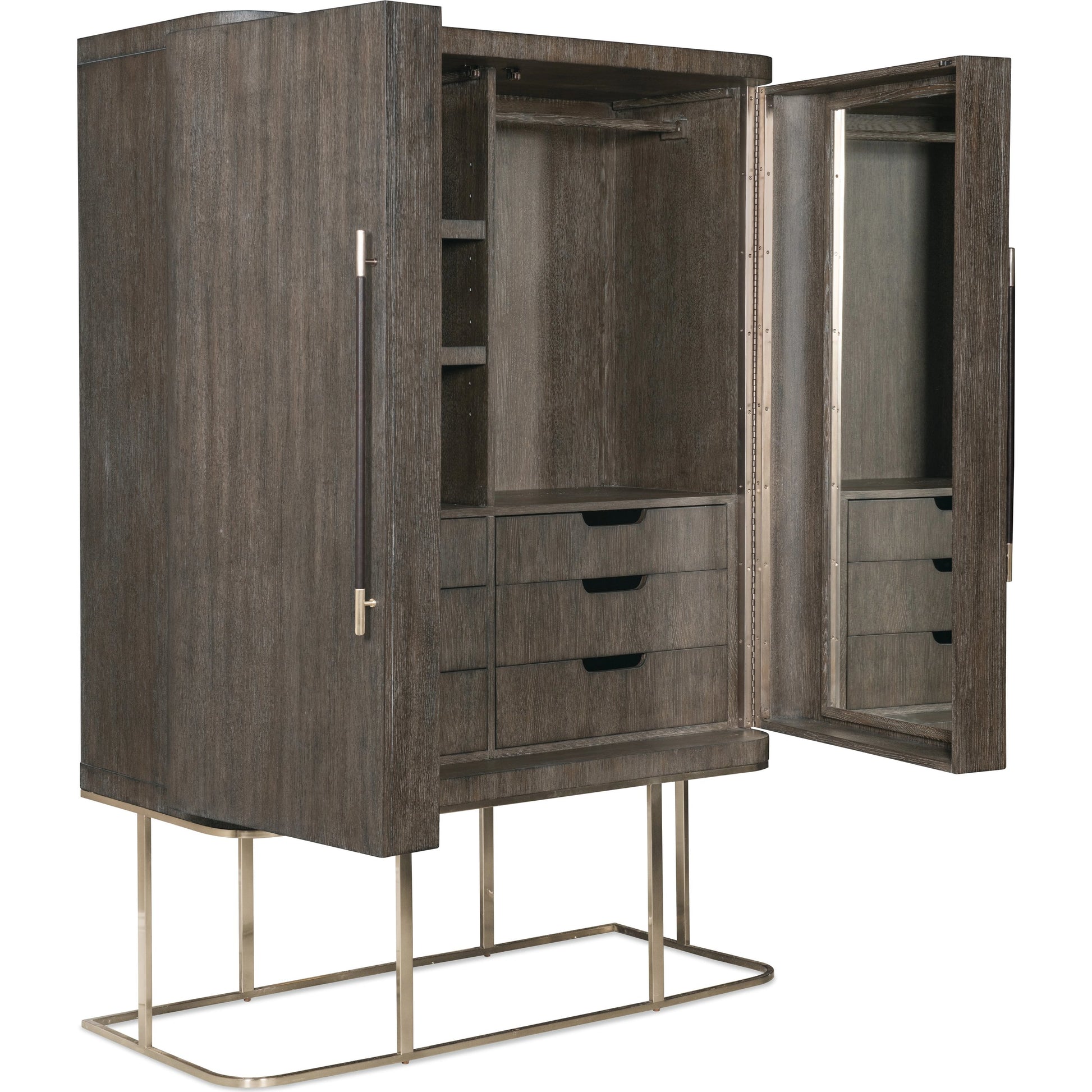 Modern Mood Wardrobe by Hooker Furniture. Made from oak veneers, metal in a modern style.