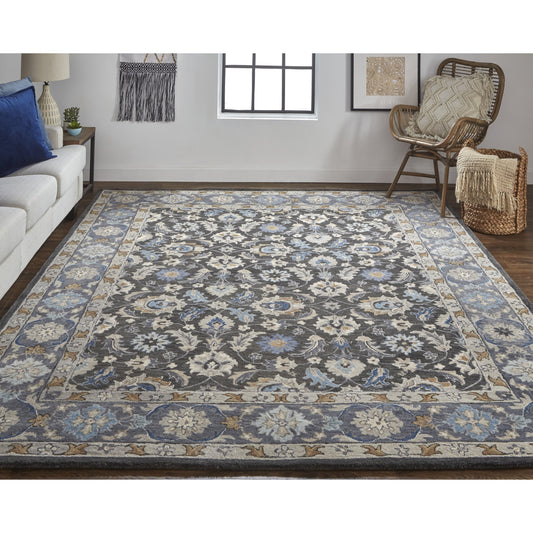 Rylan Transitional Oriental Rug - 8643F by Feizy in taupe, blue, ivory. Made from wool in a unique style.