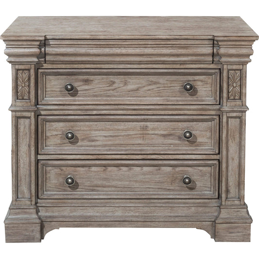 001 SI-2155590 | Primary Silo | Kingsbury Bachelor's Chest by Pulaski Furniture in french grey. Made from oak veneers, hardwood solids in a traditional style.