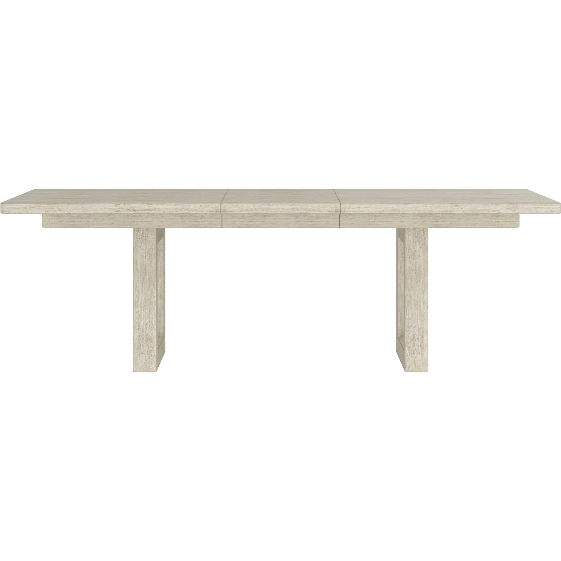 Cotiere Extension Dining Table by A.R.T. Furniture in linen. Made from parawood solids, mixed split cathedral, quarter white oak veneers, fabric in a transitional style.