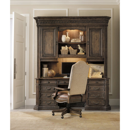 Rhapsody Tilt Swivel Chair by Hooker Furniture in rustic walnut, aurora ecru. Made from leather, fabric in a unique style.