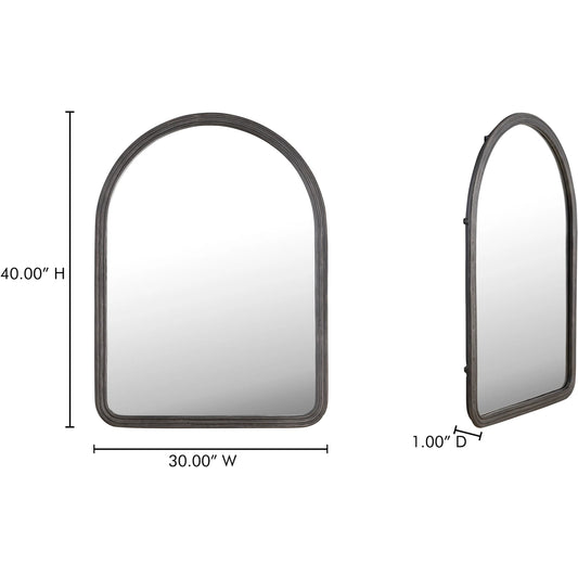 Granger Mirror by Moe's Home Collection in black. Made from mirrored glass, cast aluminum, mdf backing, iron in a unique style.