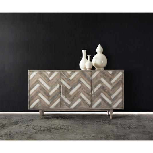 Natural Beauty Credenza by Hooker Furniture in medium wood. Made from maple, oak, cherry veneers in a cottage & farmhouse style.