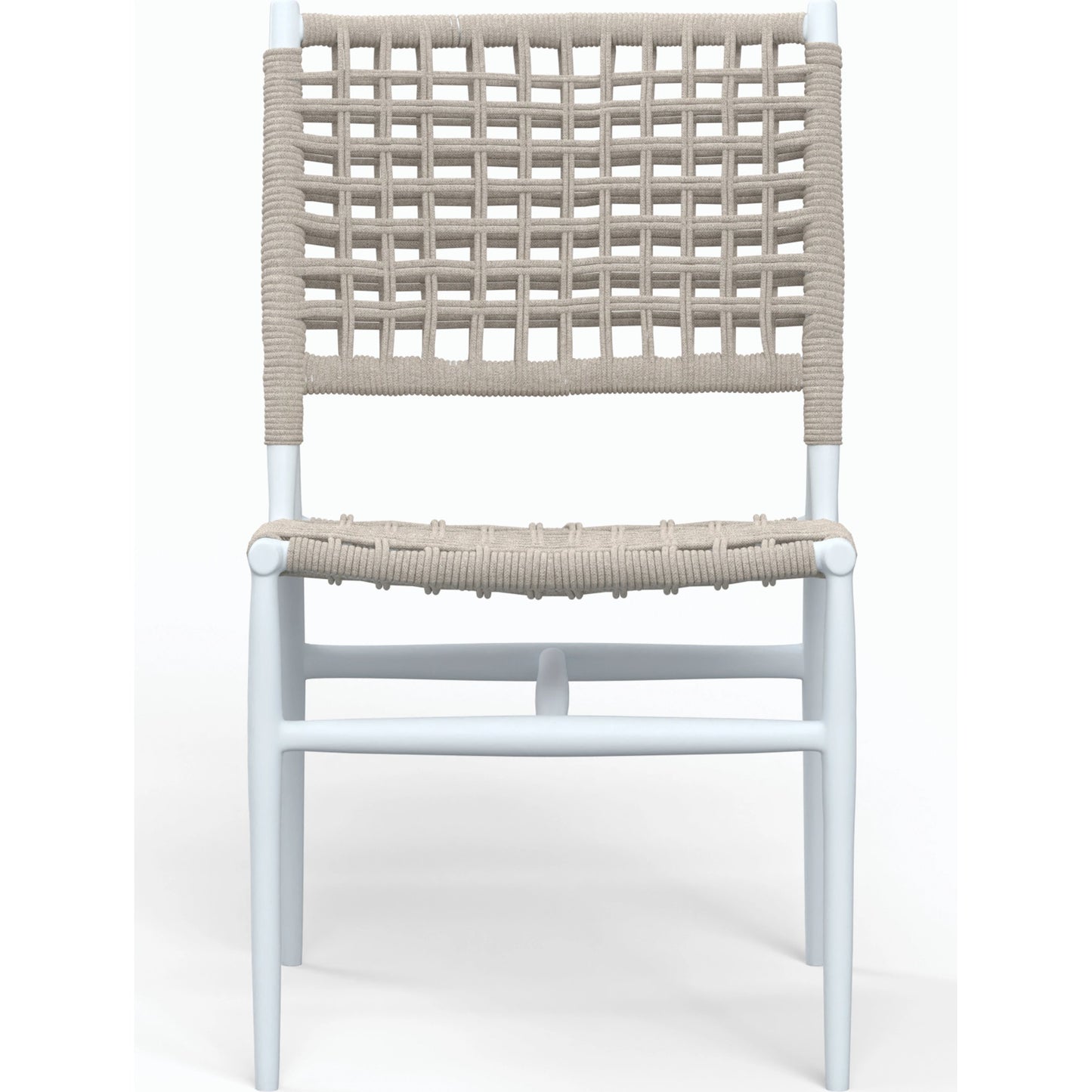 002 SI-2167185 | Additional Silo | Bahia Outdoor Armless Dining Chair by Sunset West in frost. Made from aluminum / olefin rope in a coastal style.