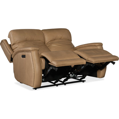 Rhea Zero Gravity Power Loveseat by Hooker Furniture. Made from leather in a traditional style.