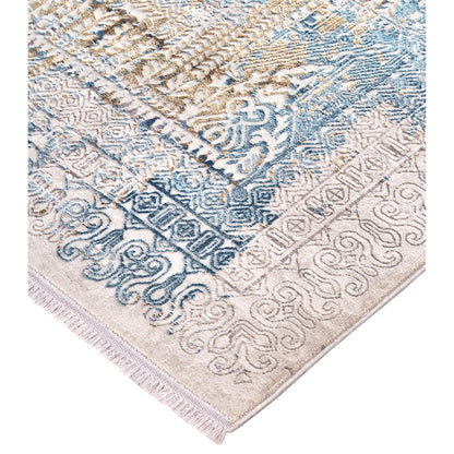 Cadiz Rug - 3890F by Feizy in blue, gray, gold. Made from viscose, acrylic in a unique style.