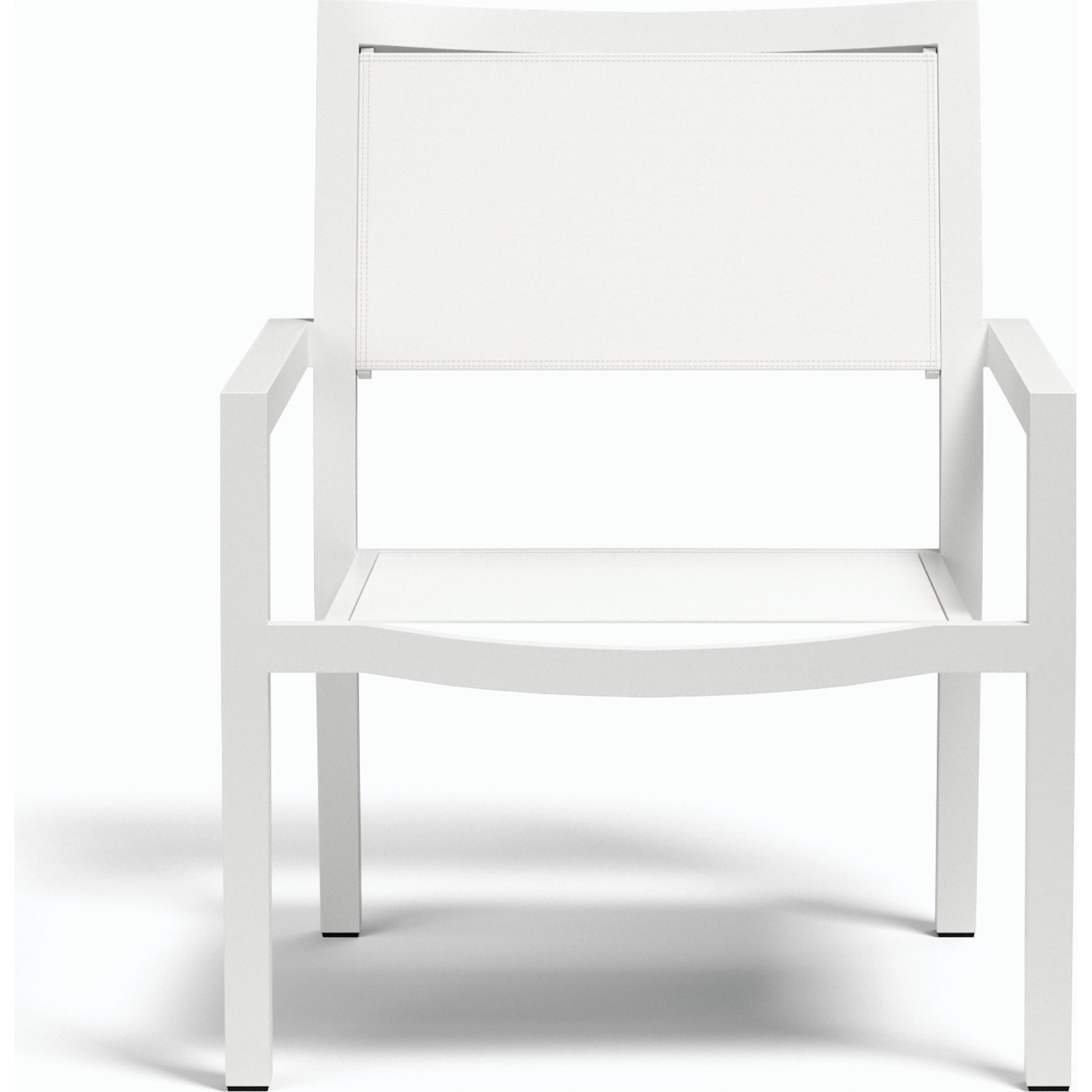 Naples Outdoor Stackable Sling Club Chair by Sunset West in white. Made from aluminum in a modern style.