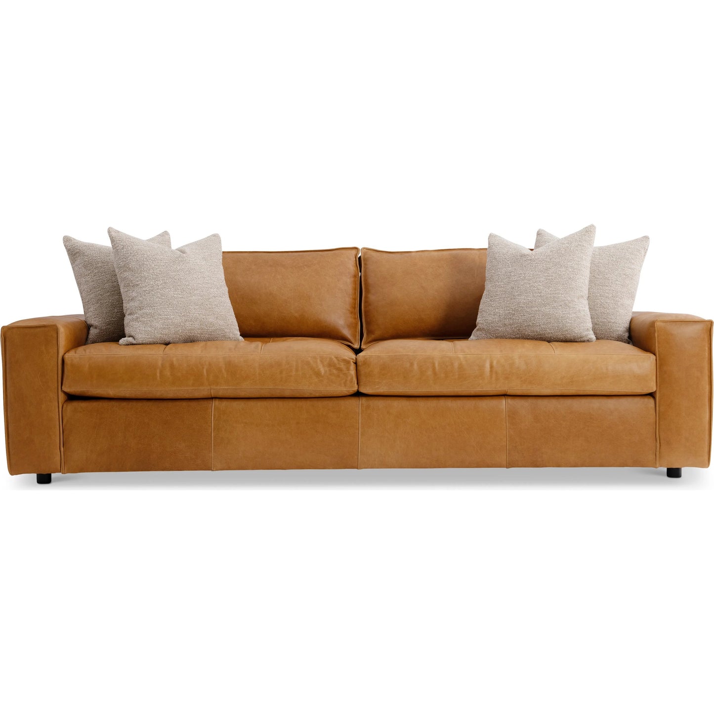 002 SI-2453325 | Additional Silo | Nest Leather Sofa by Bernhardt in tan. Made from leather, polyfoam core, polyester fibers, waterfowl feathers, waterfowl down in a traditional style.