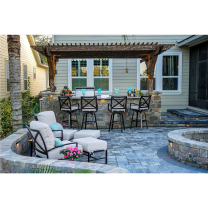 La Outdoor Jolla Ottoman by Sunset West in espresso. Made from aluminum in a modern style.