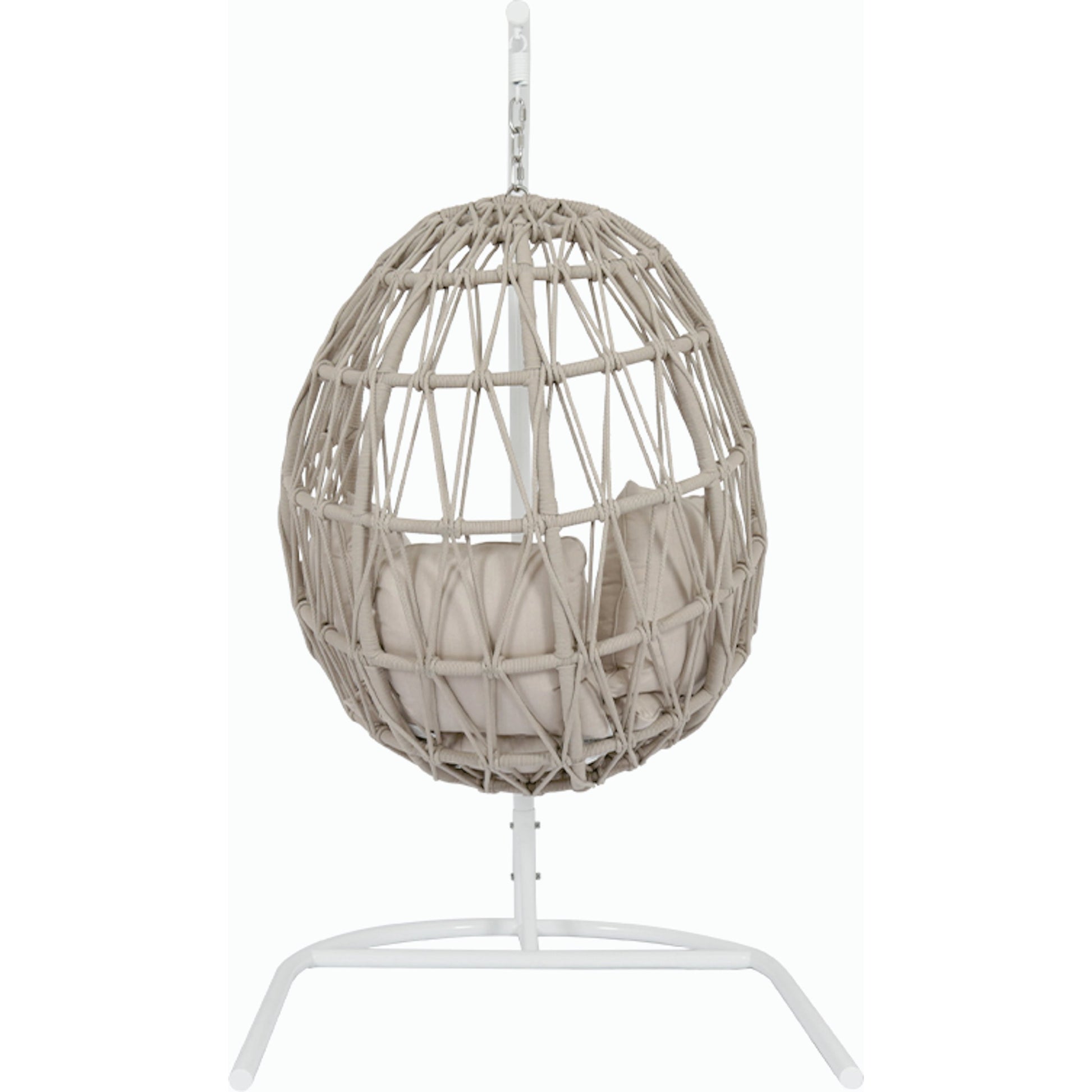Dana Outdoor Rope Hanging Club Chair by Sunset West in natural. Made from olefin rope in a coastal style.
