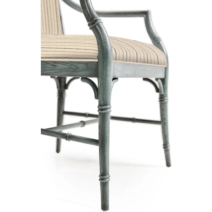 Baronial Dining Side Chair by Jonathan Charles in blue and blue faded oak. Made from oak, fabric in a traditional style.