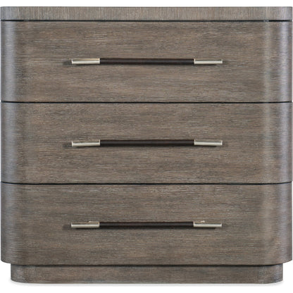 Modern Mood Three Drawer Nightstand by Hooker Furniture. Made from oak veneers in a modern style.