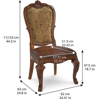 Old World Upholstered Back Side Chair (Set of 2) by A.R.T. Furniture in brown and medium cherry. Made from parawood solids, cherry and avodire veneers, foam fabric, leather in a traditional style.