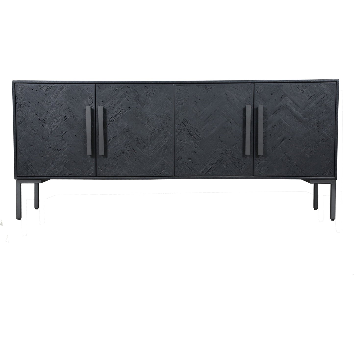002 SI-1833928 | Additional Silo | Fishbone Sideboard by Moe's Home Collection in black. Made from mango cabinet, reclaimed wood doors, iron legs, mdf back in a modern style.
