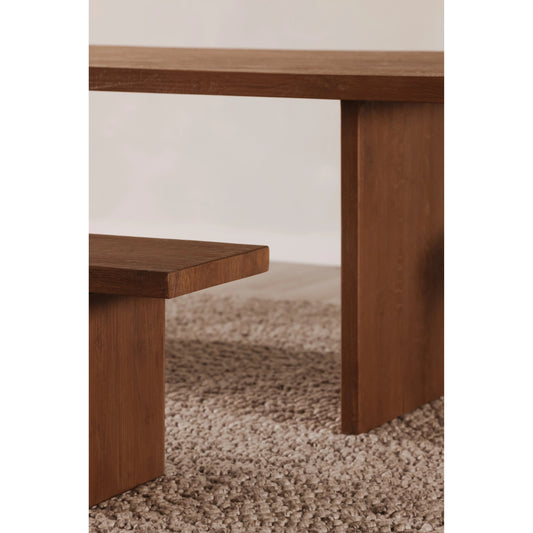 Koshi Dining Table by Moe's Home Collection in sandblasted amber oak. Made from solid oak in a modern style.