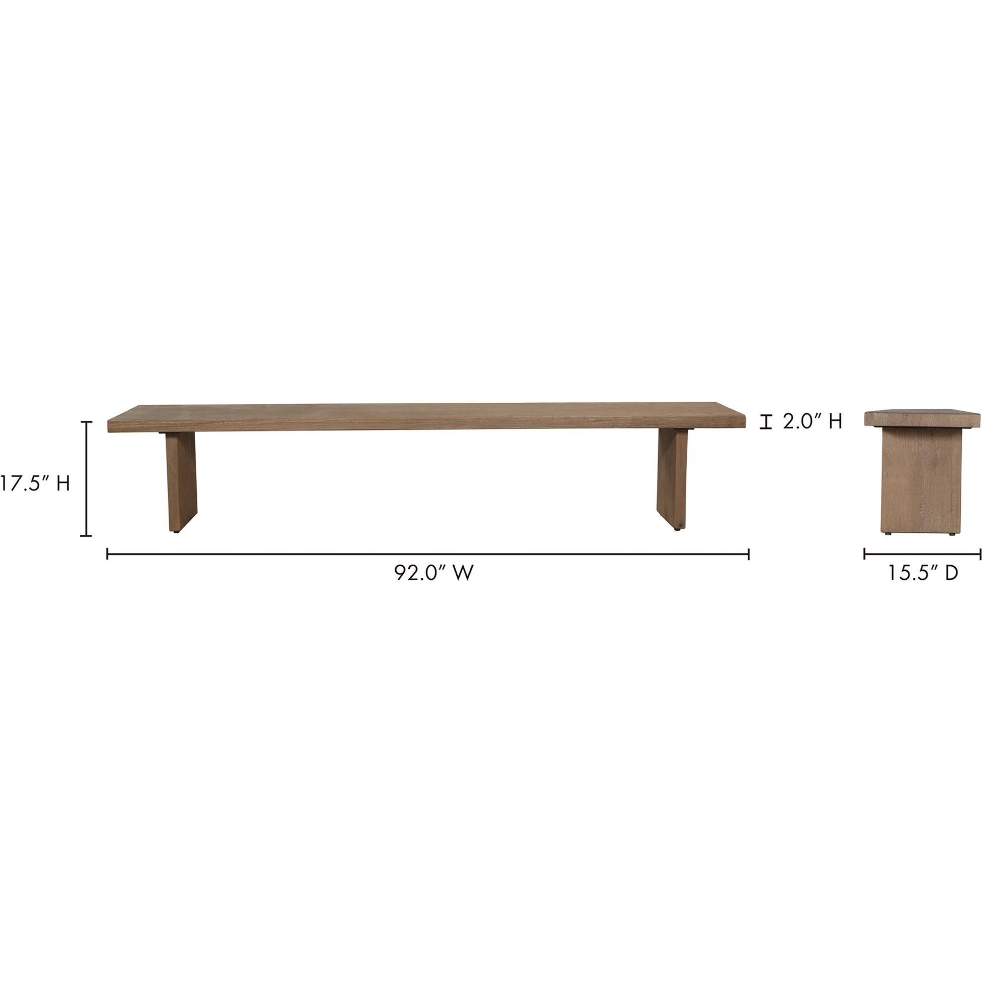 Koshi Bench by Moe's Home Collection in sandblasted amber oak. Made from solid oak in a modern style.