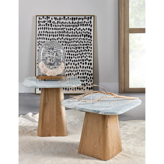 Commerce and Market Hudson High Nesting Table by Hooker Furniture in medium wood and natural oak. Made from oak solids, oak veneers, quartz in a unique style.