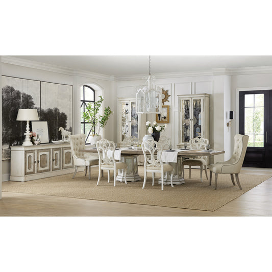 Sanctuary Hostesse Upholstered Chair (Set of 2) by Hooker Furniture in beige and le sable, metal diamond. Made from fabric in a traditional style.