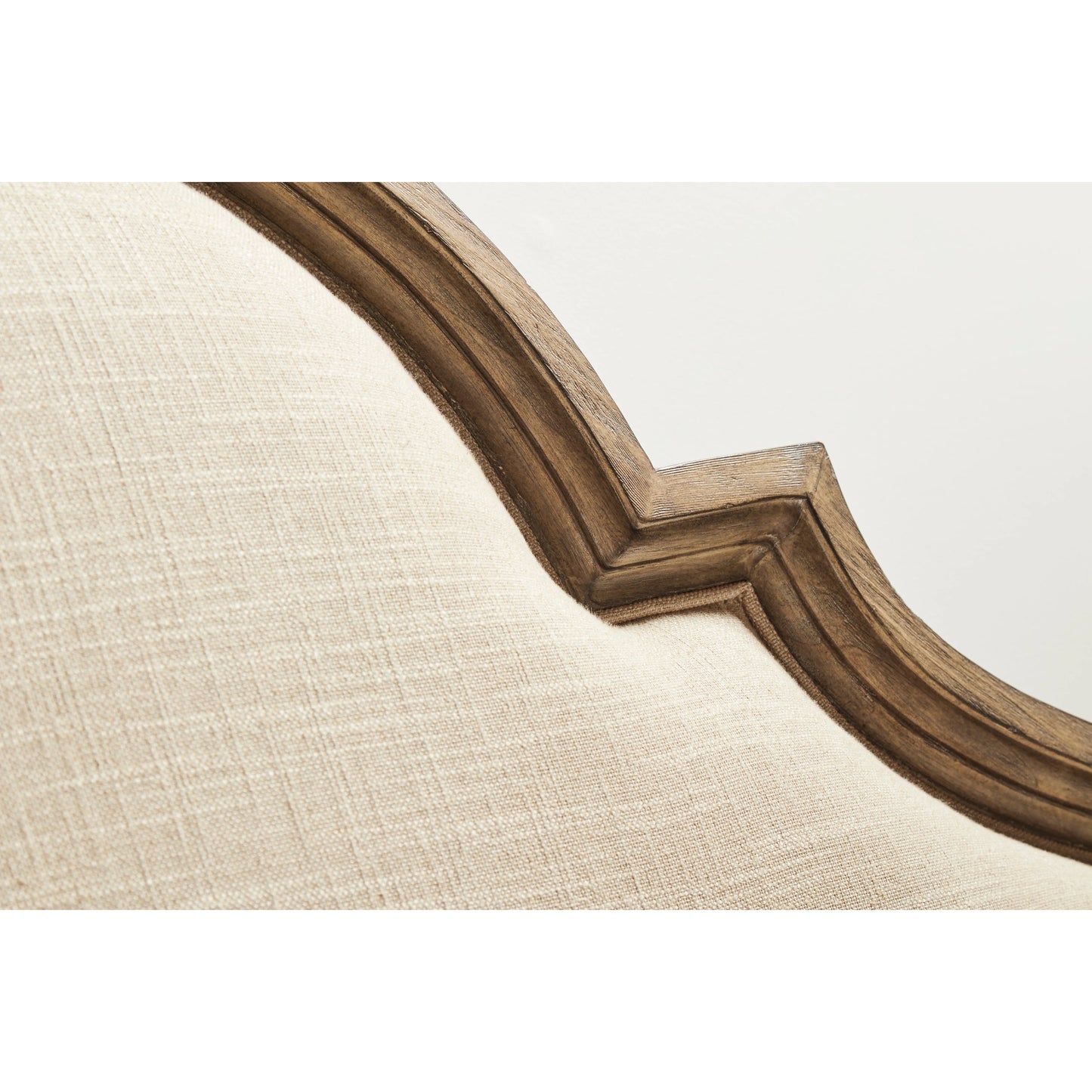 006 SI-2064916,SI-2064917,SI-2064918 | Closeup | Architrave Upholstered Panel Bed by A.R.T. Furniture in almond. Made from pine solids and veneer, foam, fabric in a traditional style.