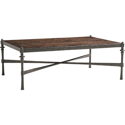 Terravita Cocktail Table by Jonathan Charles in black caldera oak. Made from oak veneer in a cottage & farmhouse style.