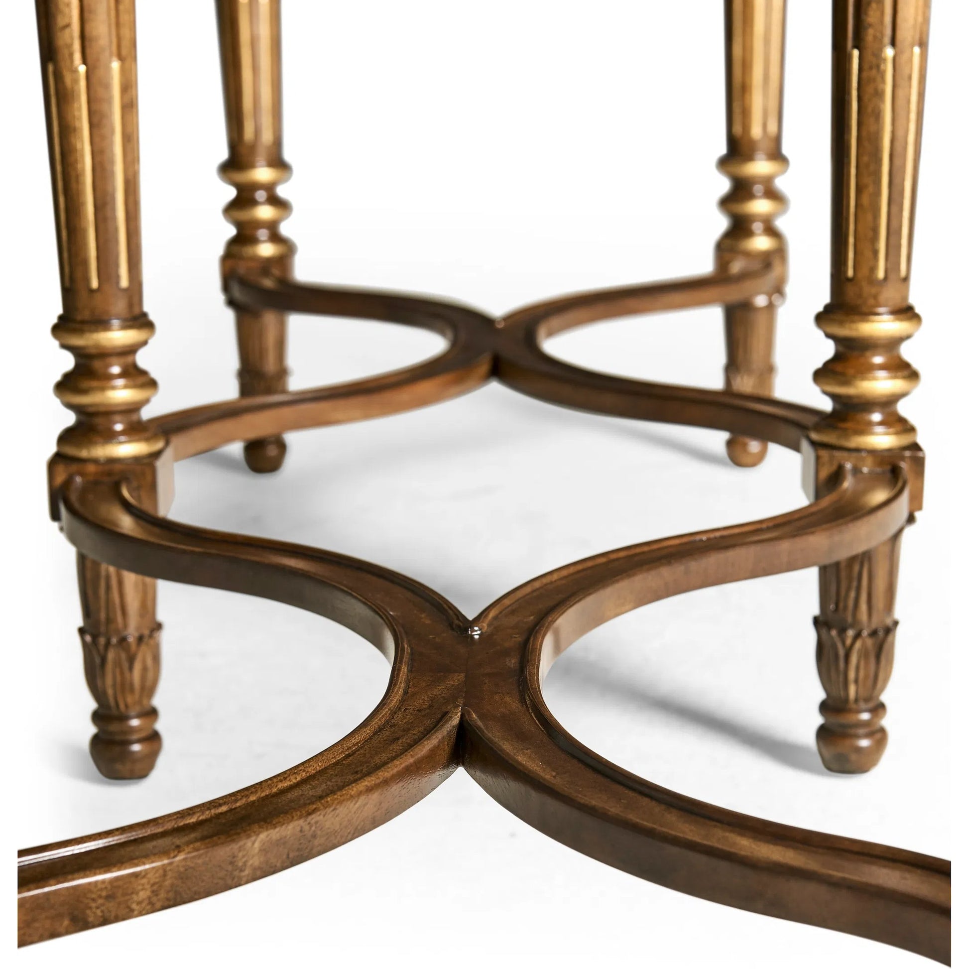 Trianon Console Table by Jonathan Charles in oak leaf parquetry. Made from mahogany solids, various marquetry veneers, resin, brass in a traditional style.