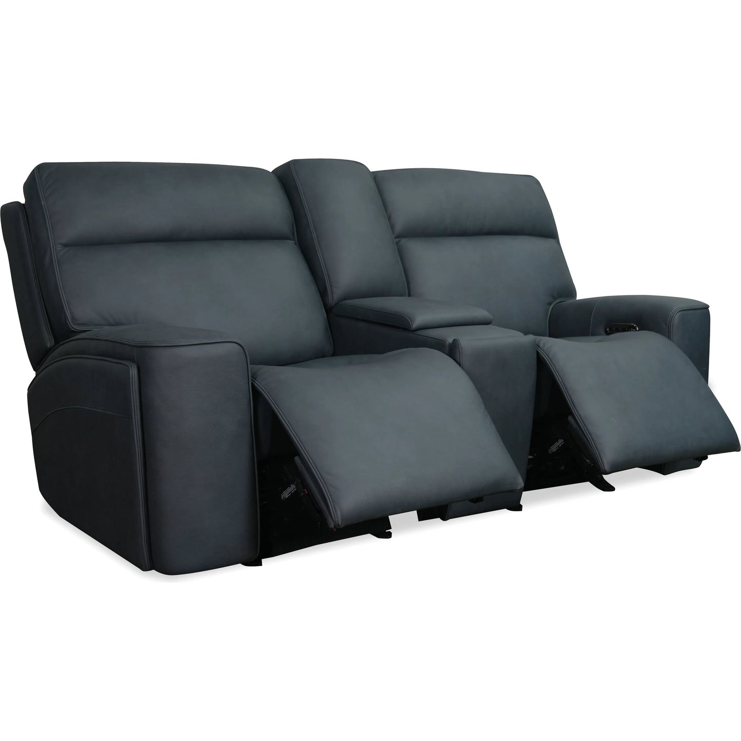 004 SI-2458641 | Additional Silo | Riverton Power Gliding Console Loveseat with Power Headrest and Lumbar by Hooker Furniture in dante afterdusk. Made from leather in a traditional style.