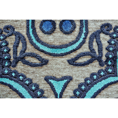 Saphir Callo Damask Rug - 3262F by Feizy in tan, taupe, blue. Made from unique in a unique style.