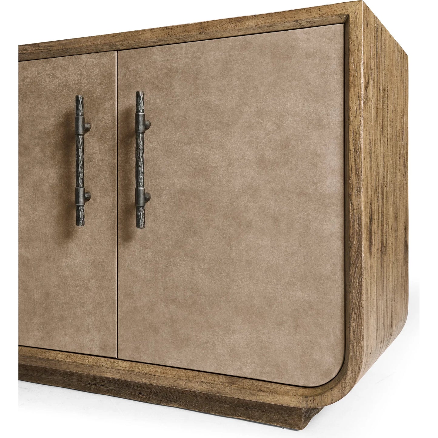 011 SI-2462629 | Closeup | Stone Ridge Leather Credenza by Jonathan Charles in tully light acacia. Made from acacia in a transitional style.