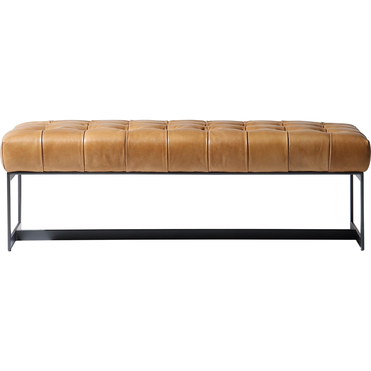 007 SI-1771891 | Primary Silo | Wyatt Leather Bench by Moe's Home Collection in brown. Made from top-grain leather, iron base, solid eucalyptus wood seat frame in a modern style.
