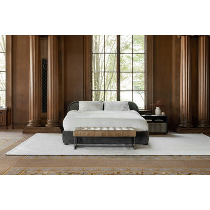 Wyatt Leather Bench by Moe's Home Collection in brown. Made from top-grain leather, iron base, solid eucalyptus wood seat frame in a modern style.