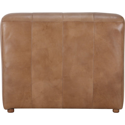 Ramsay Chaise by Moe's Home Collection in brown. Made from upholstery: top-grain leather, feather, fiber-fill topper foam, solid pine, plywood frame, spring support in a modern style.