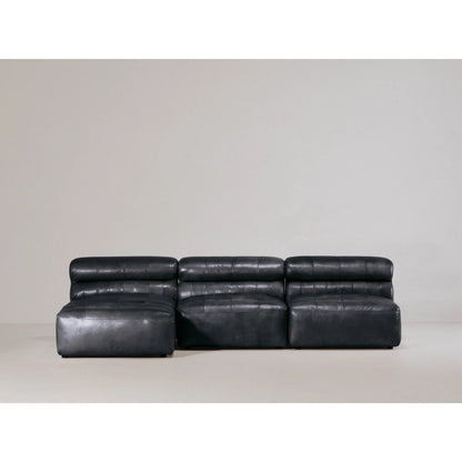 Ramsay Modular Sectional by Moe's Home Collection in brown. Made from upholstery: top-grain buffalo leather, feather, fiber-fill topper foam, solid pine, plywood frame, foam in a modern style.