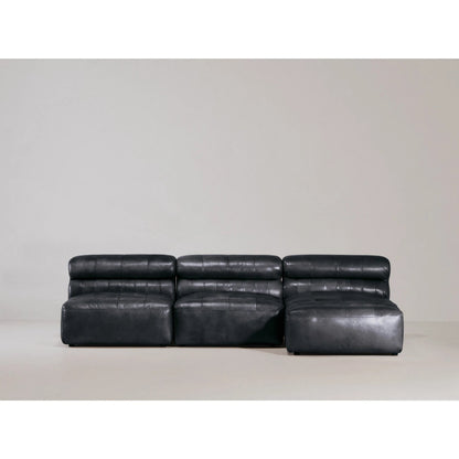 Ramsay Modular Sectional by Moe's Home Collection in brown. Made from upholstery: top-grain buffalo leather, feather, fiber-fill topper foam, solid pine, plywood frame, foam in a modern style.