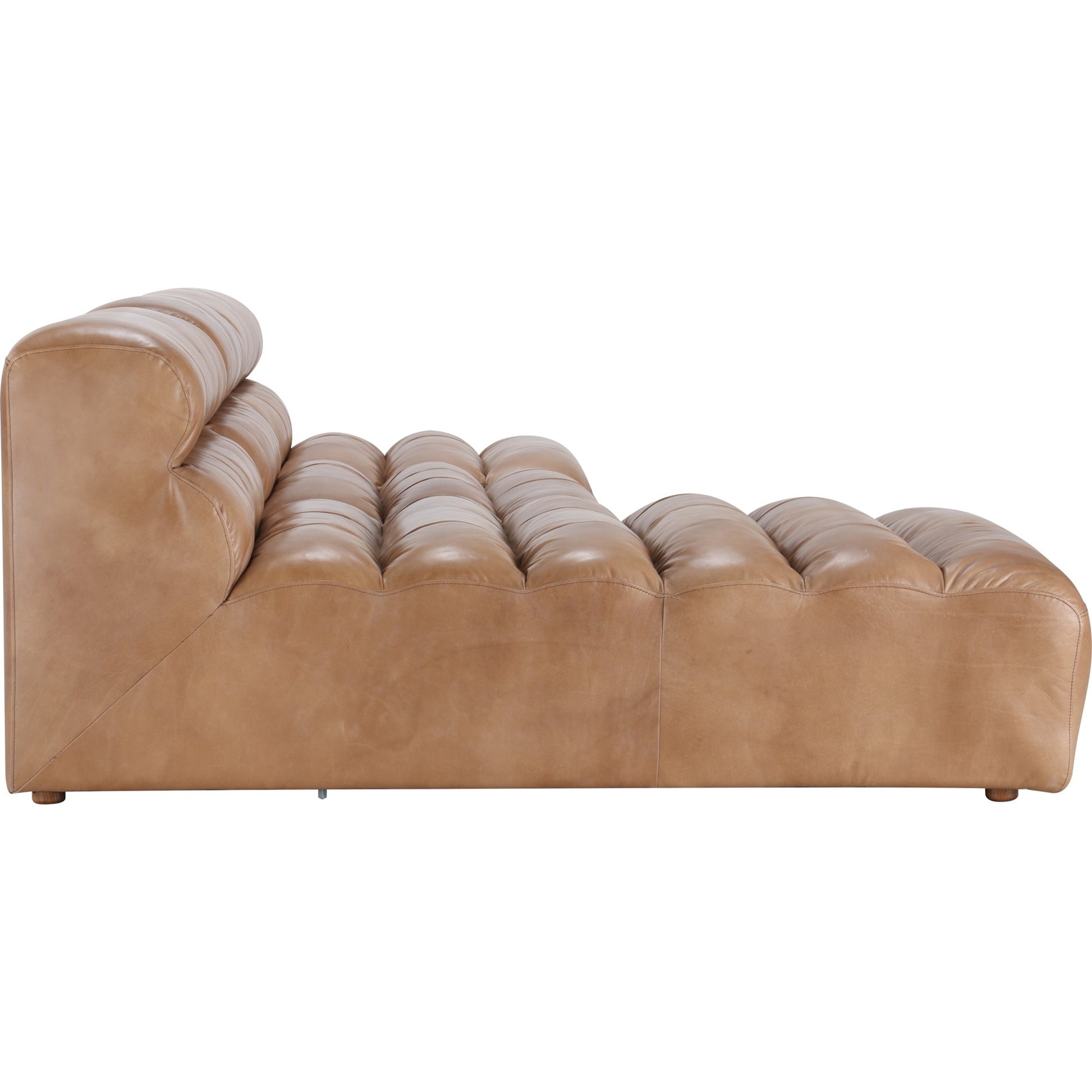 Ramsay Modular Sectional by Moe's Home Collection in brown. Made from upholstery: top-grain buffalo leather, feather, fiber-fill topper foam, solid pine, plywood frame, foam in a modern style.