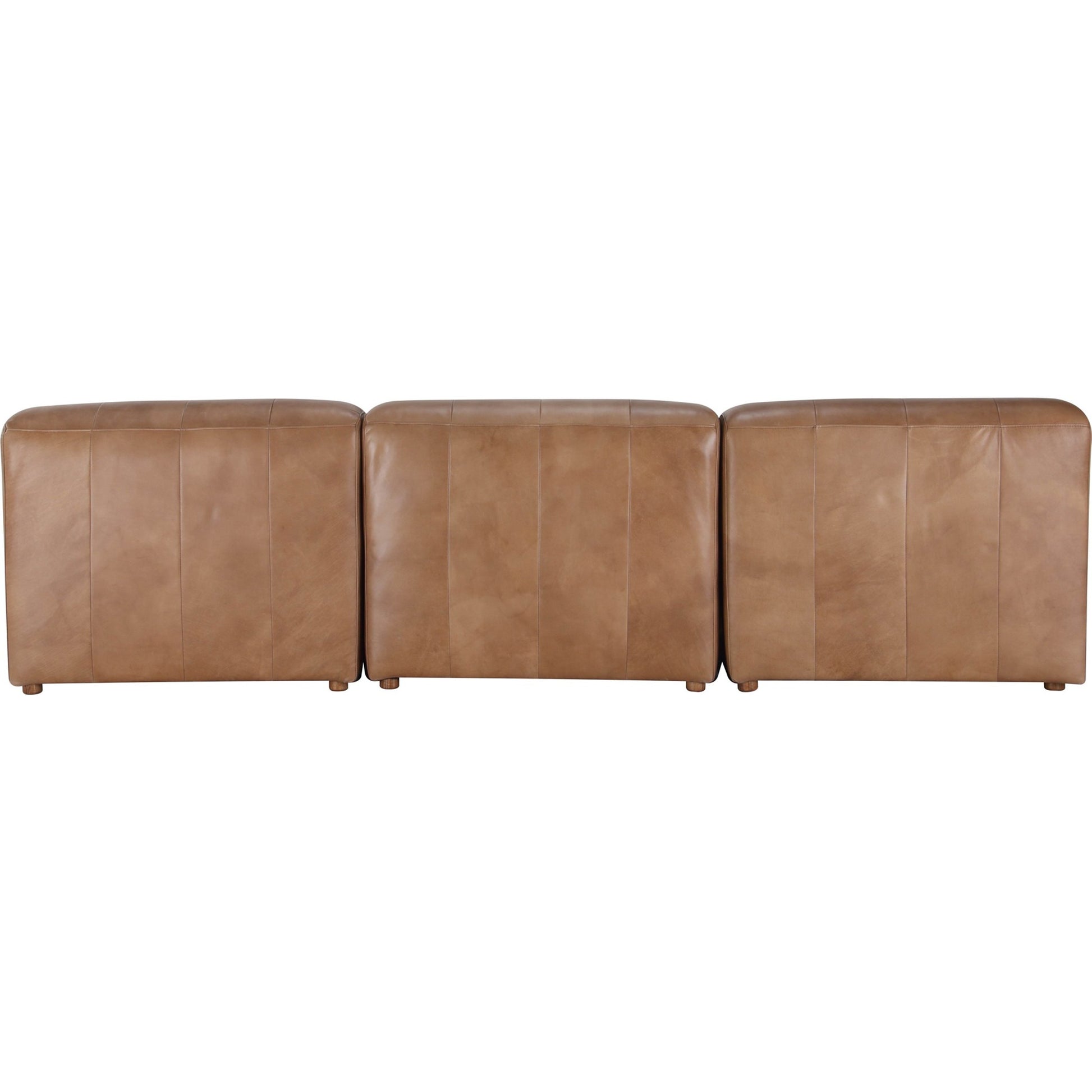 Ramsay Modular Sectional by Moe's Home Collection in brown. Made from upholstery: top-grain buffalo leather, feather, fiber-fill topper foam, solid pine, plywood frame, foam in a modern style.