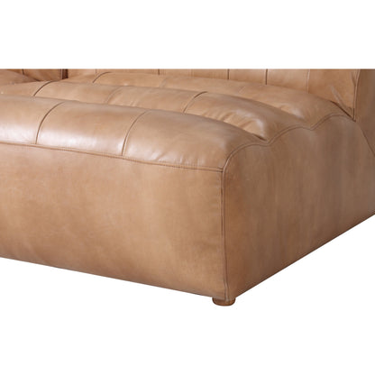 Ramsay Modular Sectional by Moe's Home Collection in brown. Made from upholstery: top-grain buffalo leather, feather, fiber-fill topper foam, solid pine, plywood frame, foam in a modern style.
