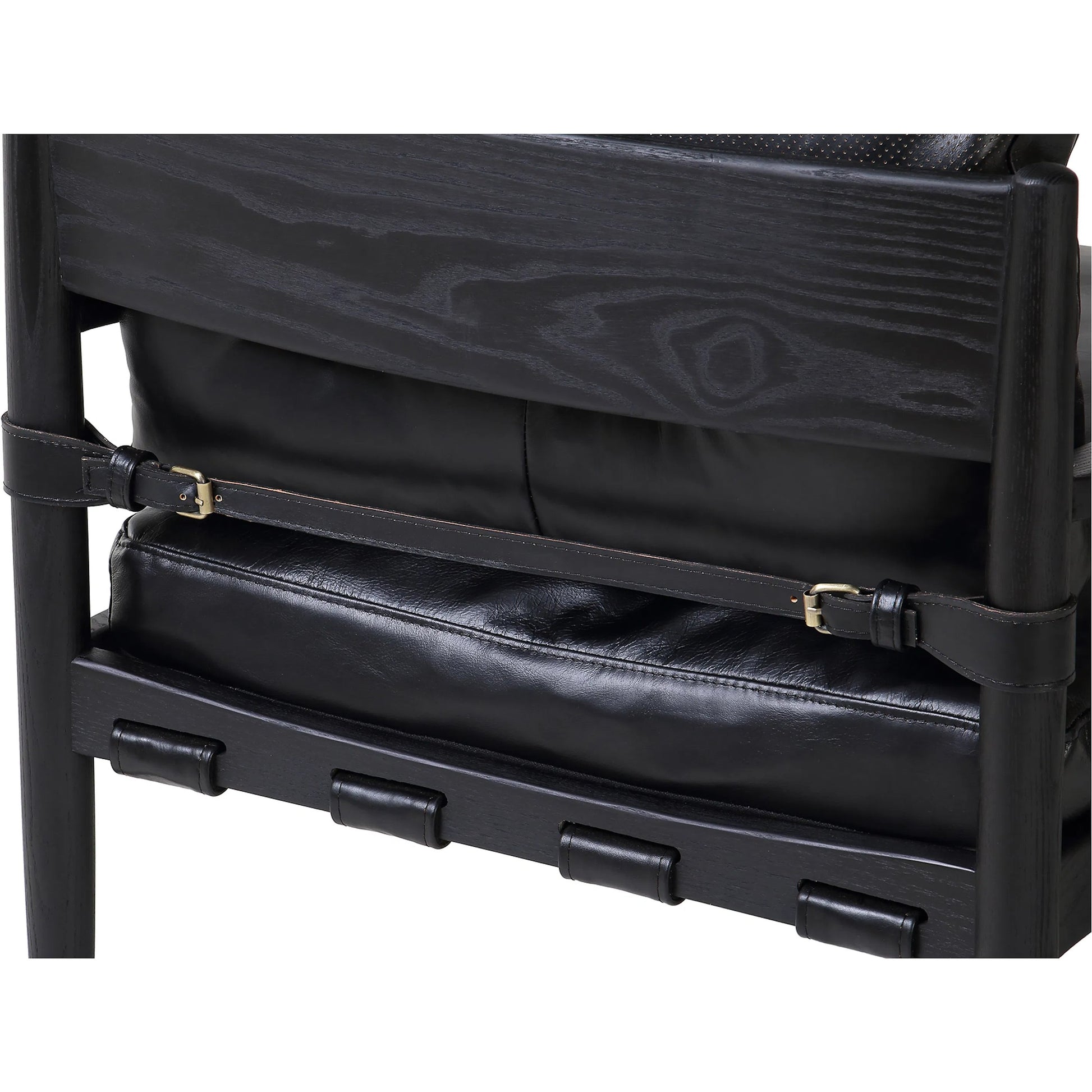 Turner Chair by Moe's Home Collection in black. Made from ash wood frame, top-grain buffalo leather, foam cushion with a feather wrap in a modern style.