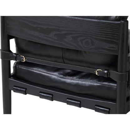 Turner Chair by Moe's Home Collection in black. Made from ash wood frame, top-grain buffalo leather, foam cushion with a feather wrap in a modern style.
