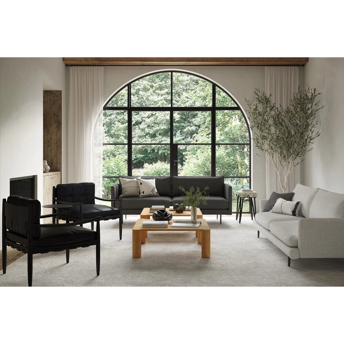 009 SI-1717400 | Lifestyle | Turner Chair by Moe's Home Collection in black. Made from ash wood frame, top-grain buffalo leather, foam cushion with a feather wrap in a modern style.