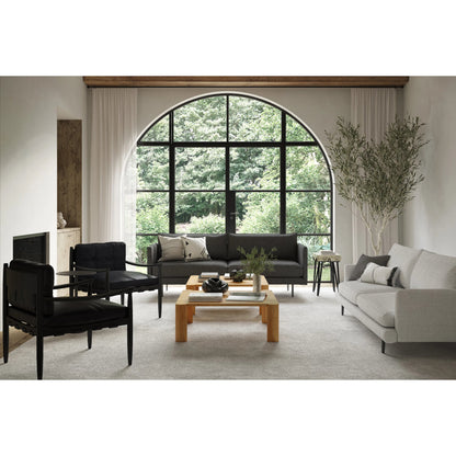 Turner Chair by Moe's Home Collection in black. Made from ash wood frame, top-grain buffalo leather, foam cushion with a feather wrap in a modern style.