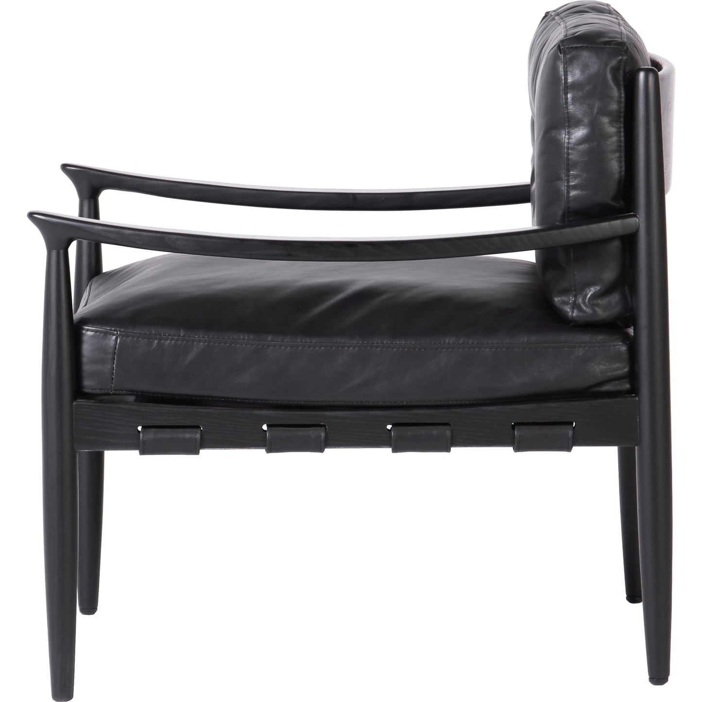 005 SI-1717400 | Additional Silo | Turner Chair by Moe's Home Collection in black. Made from ash wood frame, top-grain buffalo leather, foam cushion with a feather wrap in a modern style.