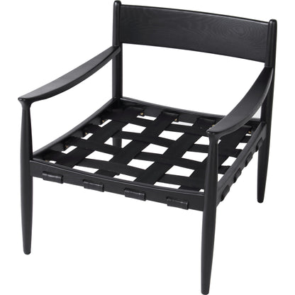 Turner Chair by Moe's Home Collection in black. Made from ash wood frame, top-grain buffalo leather, foam cushion with a feather wrap in a modern style.