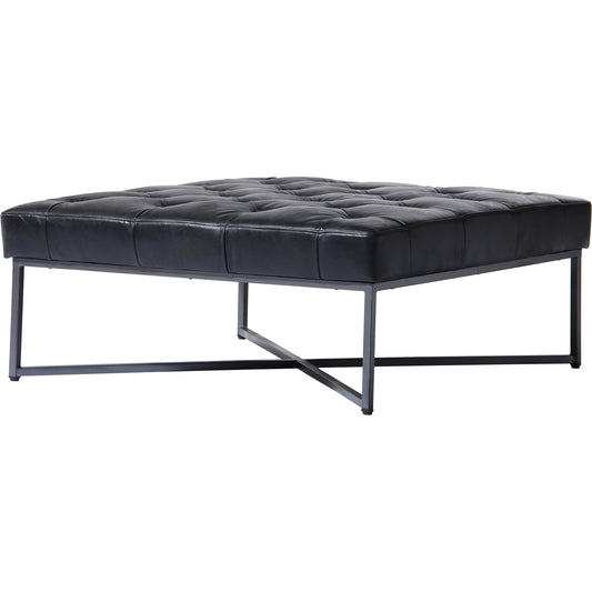 Emanuel Coffee Table by Moe's Home Collection in black. Made from top-grain buffalo leather, iron legs, pine wood seat frame, foam in a transitional style.