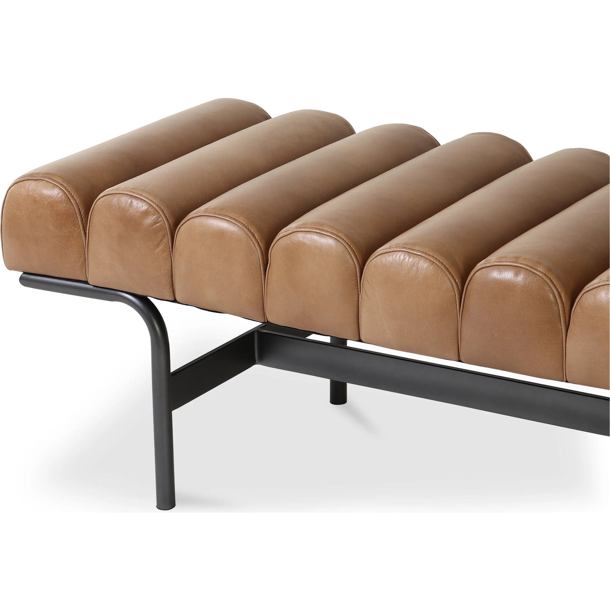 Harrison Bench by Moe's Home Collection. Made from upholstery: top, grain buffalo leather, iron frame in a traditional style.