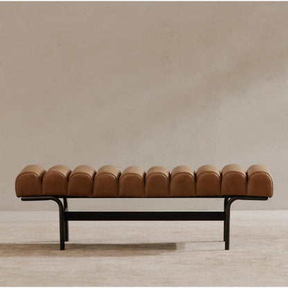 Harrison Bench by Moe's Home Collection. Made from upholstery: top, grain buffalo leather, iron frame in a traditional style.
